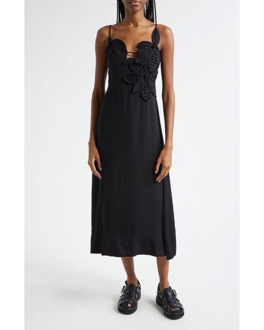 knee length dresses for ladies Black Floral Midi Dress Gathered Bust main image 1
