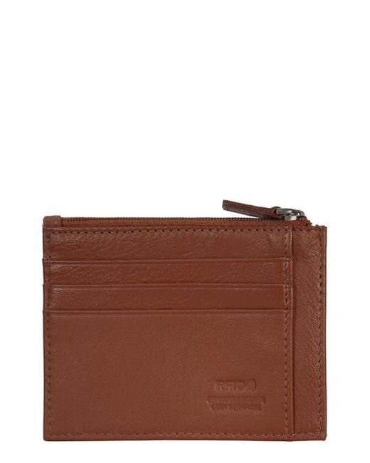 CHAMPS Brown Zip Leather Card Case for men