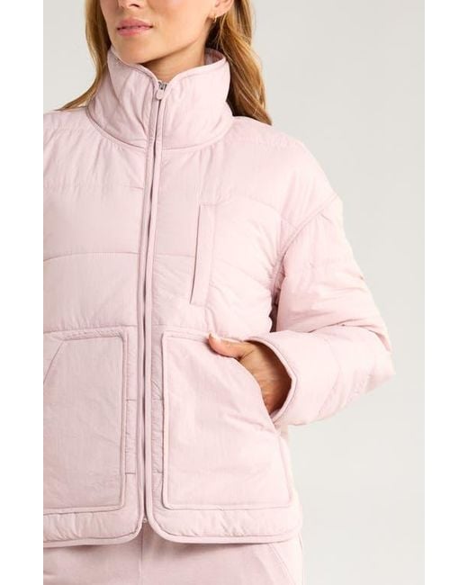 Zella Pink Quilted Packable Jacket