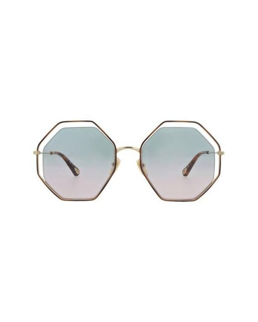Chloé Brown Oversize Geometric Sunglasses