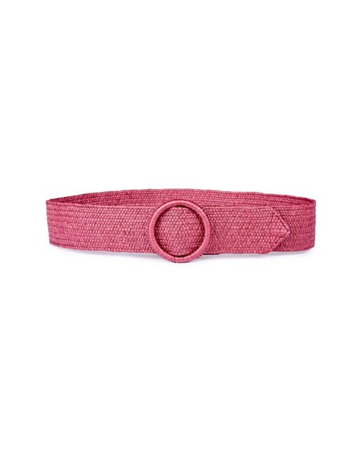Linea Pelle Pink Woven Straw Belt