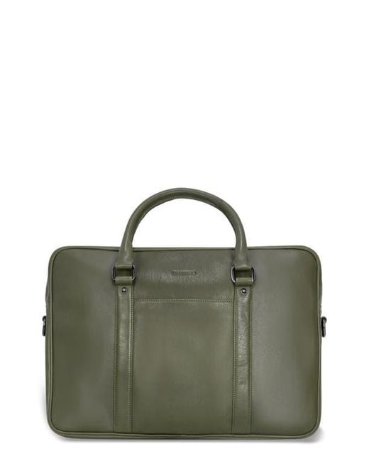 CHAMPS Green Compact Leather Slim Briefcase for men
