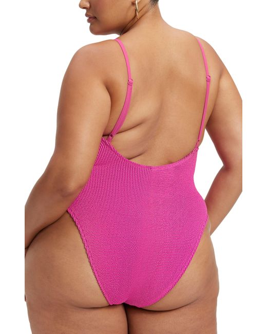 GOOD AMERICAN Pink Always Fits Sculpt One-piece Swimsuit