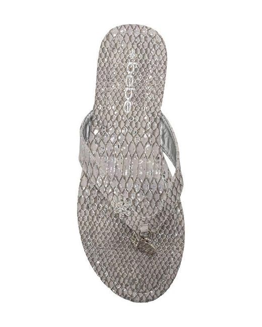 Bebe Gray Python Embossed Thong Sandal