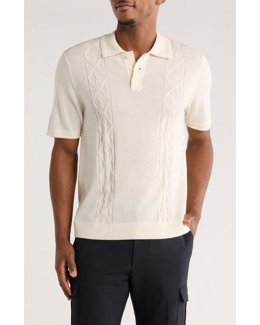 Truth White Stitch Panel Wool Blend Polo for men