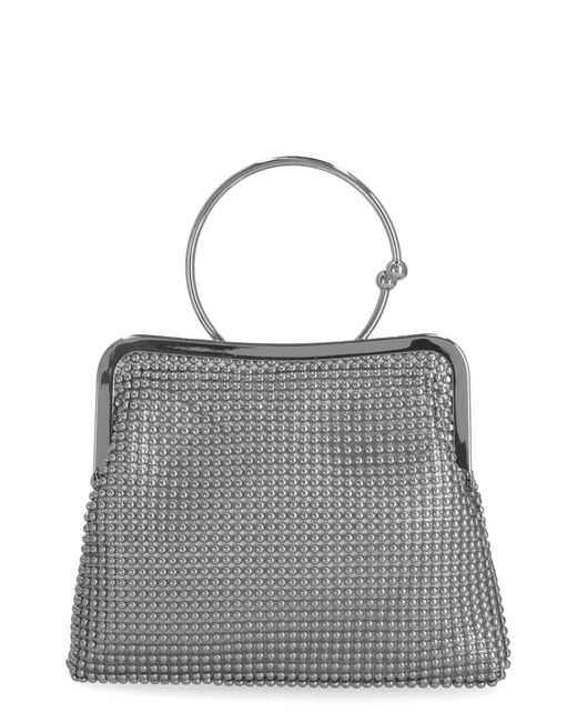 Jessica Mcclintock Gray Kinsley Beaded Mesh Clutch In Silver At Nordstrom Rack