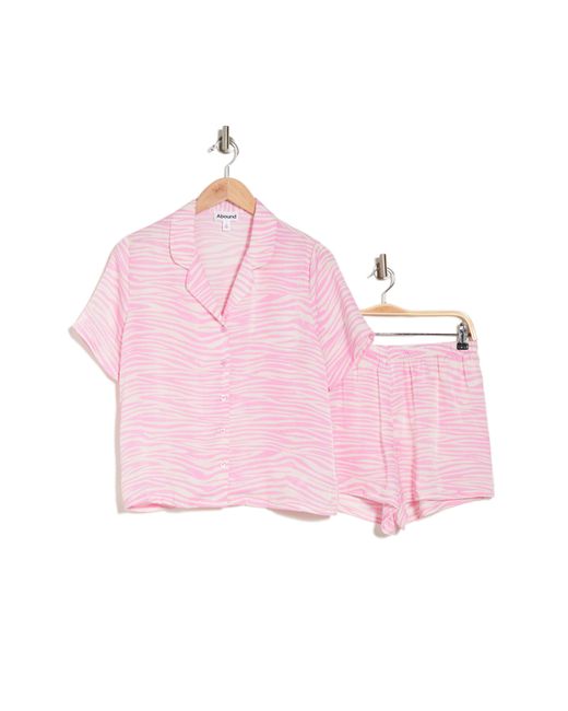 Abound Pink Satin Button-up Shirt & Shorts Pajamas