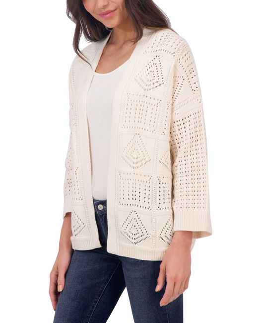 Lucky Brand Natural Pointelle Stitch Open Cardigan