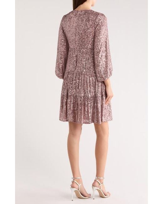 glitter skater dress with sleeves Countless Shine Glitter Skater Dress in Lavender | Size: S | Knit Fabric/Mesh Fabric/Mesh Fabric main image 1