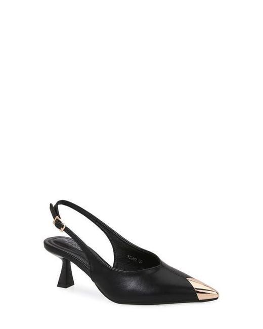 BERNESS Black Vianna Cap Toe Slingback Pump