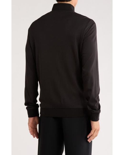 Bugatchi Black Stretch Knit Full Zip Jacket for men