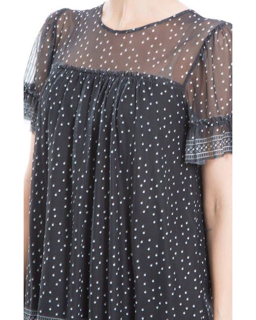 Max Studio Black Short Sleeve Knit Mesh Top