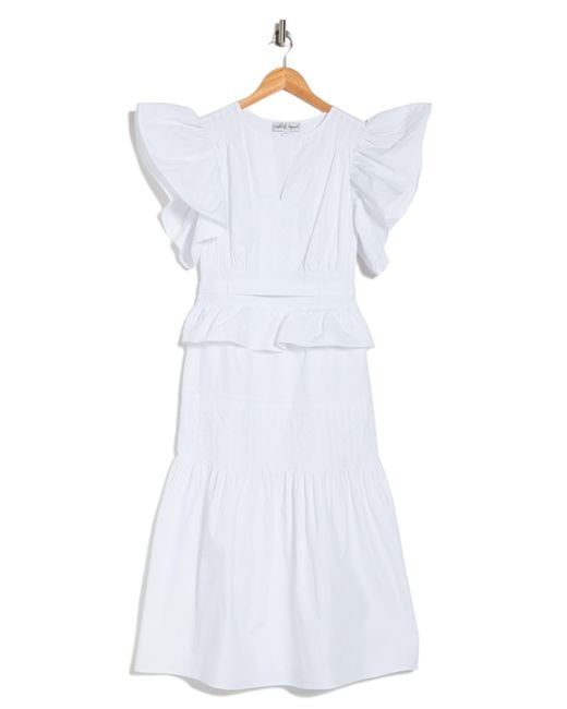 Wishlist White Tiered Ruffle Midi Dress