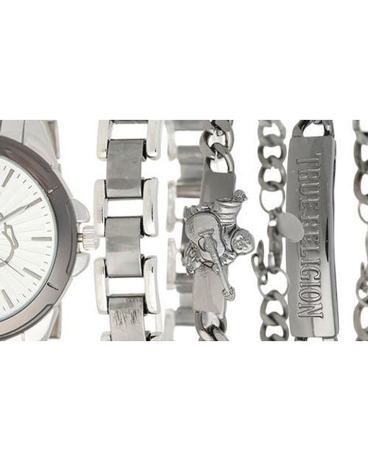 True Religion White Two-Tone Buddha Bracelet Watch, 44.5Mm & Assorted Bracelets Set for men