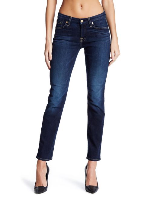 7 For All Mankind Blue The Karah Straight Short Inseam Jean