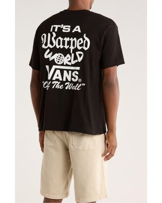 Vans Black Warped World Graphic T-Shirt for men
