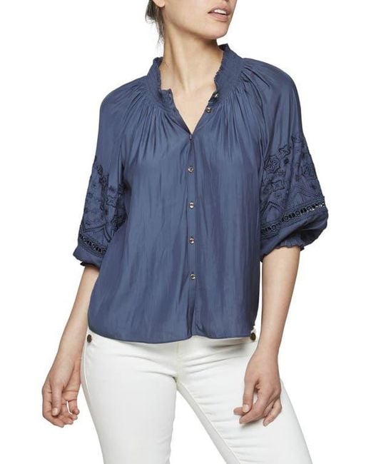 Ramy Brook Blue Maddy Buttoned Top
