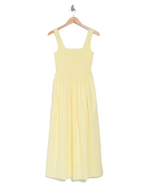 Wayf Yellow Smocked Fit & Flare Sundress