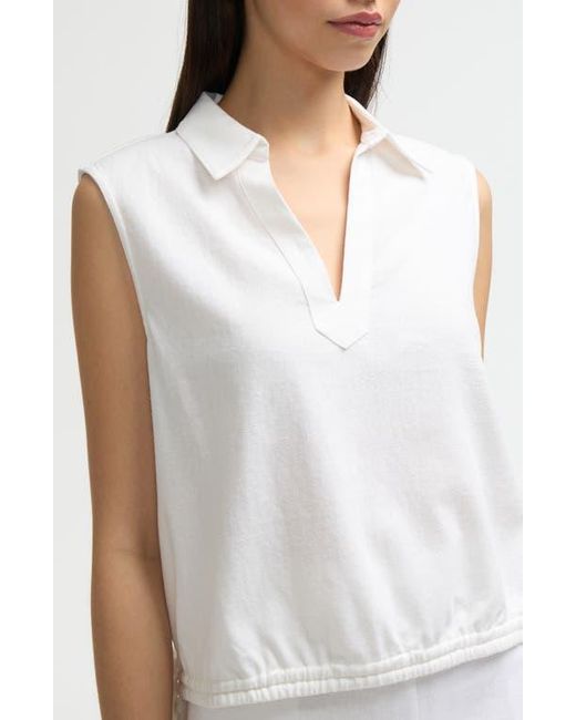 NVLT White Sleeveless Drawstring Hem Top