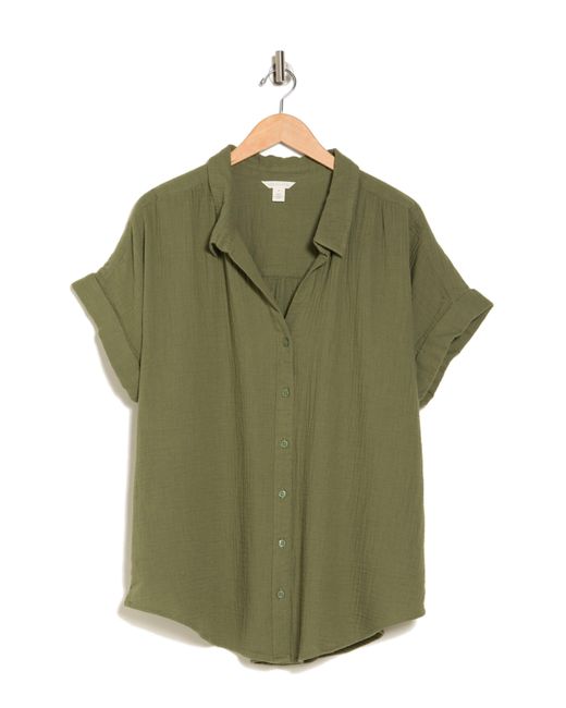 Caslon Green Duo Gauze Camp Shirt