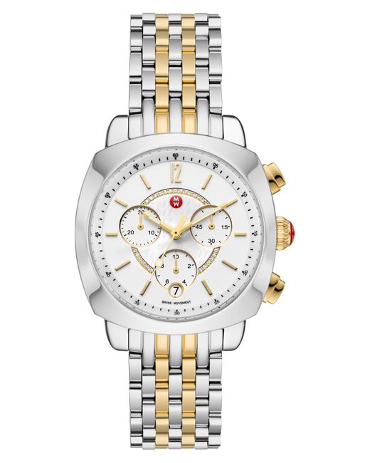 Michele Metallic Ascalon Two-tone Diamond Bracelet Watch