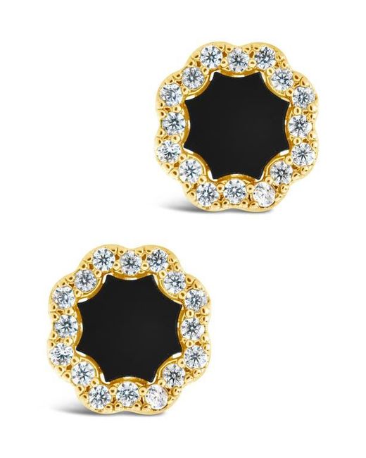 Sterling Forever Black Cubic Zirconia Rose Petal Stud Earrings