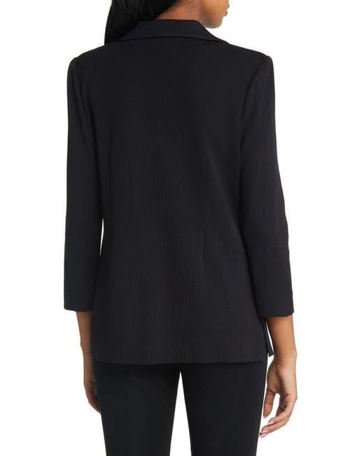 Ming Wang Black One-Button Knit Blazer