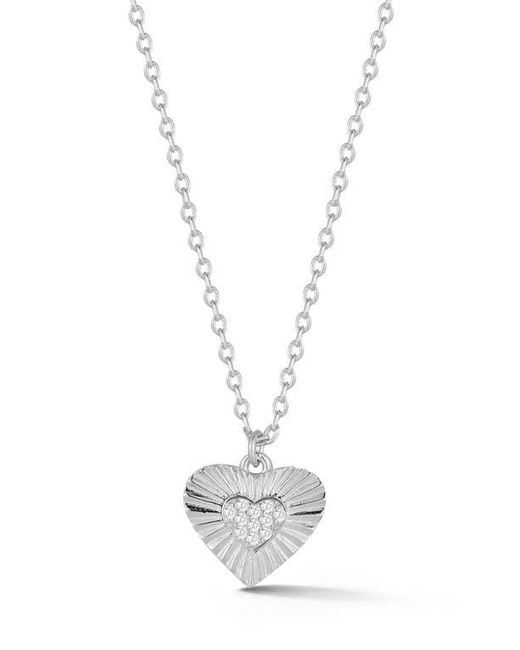 Sphera Milano White Cubic Zirconia Burst Heart Pendant Necklace