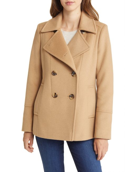 Sam Edelman Natural Double Breasted Wool Blend Peacoat