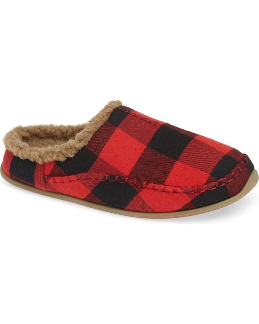 Deer Stags Faux Fur Lined Nordic Slip On Slippers in Red for Men Lyst