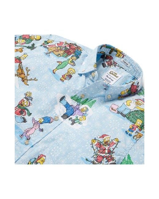 Reyn Spooner Blue The Simpsons Greetings Button-Down Shirt for men