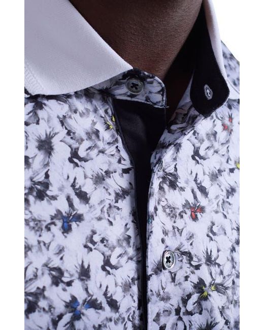 Bugatchi Blue Three-Button Performance Polo for men