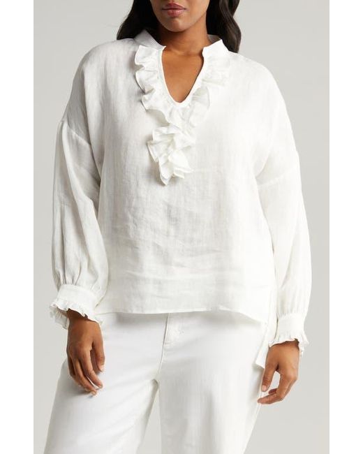 Harshman White Cordelia Ruffle Top