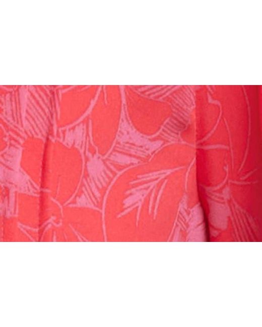 NYDJ Red Pleated Peasant Blouse