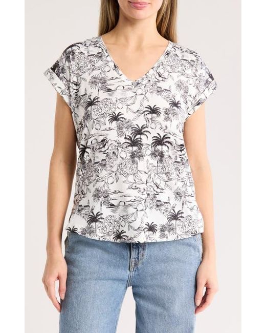 Bobeau White Print Butter Top
