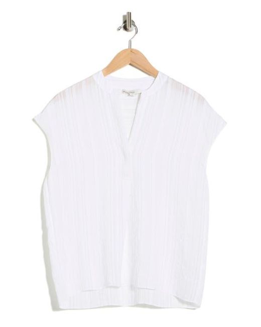 Vince White Split Neck Dolman Sleeve Top