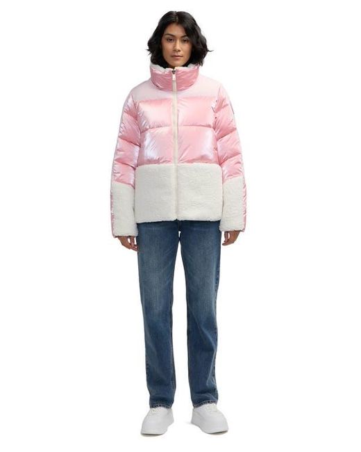 Scotch & Soda Pink Selma Mixed Media Water Repellent Jacket