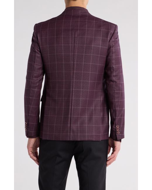John Varvatos Purple Bedford Windowpane Wool Sport Coat for men