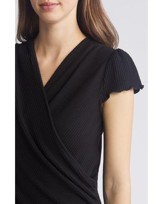 Loveappella Black Texture Wrap Front Top