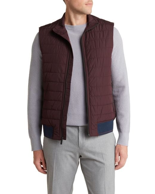 Perry Ellis Brown Quilted Puffer Vest for men