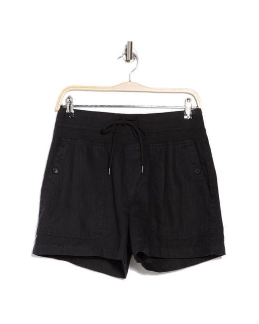 James Perse Black Linen Military Shorts