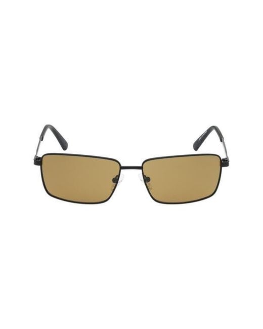 Guess Brown 59Mm Rectangular Sunglasses