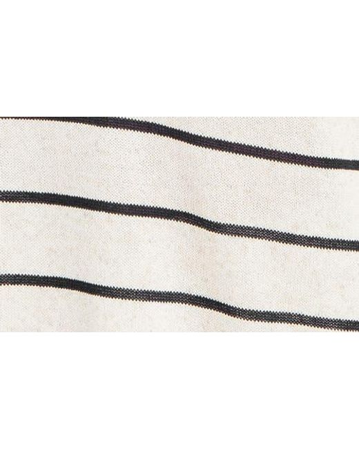 Max Studio White Stripe Knit Polo Sweater