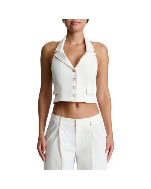 Naked Wardrobe White Halter Crop Vest