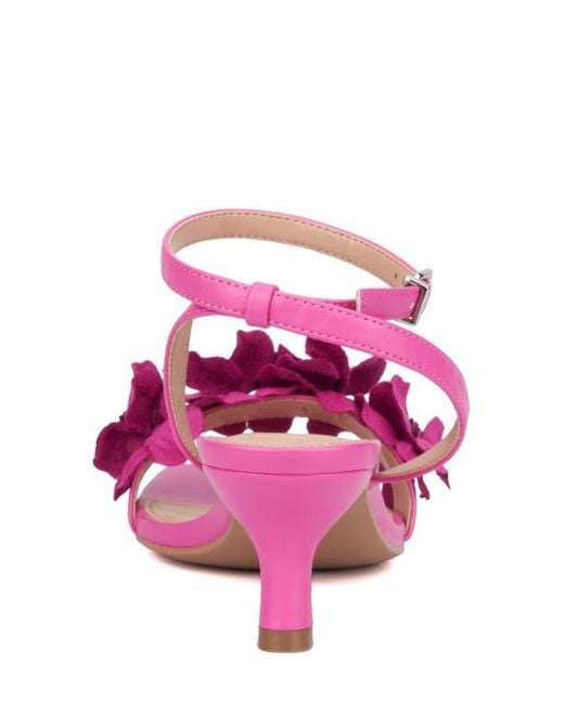 New York & Company Pink Gwendolyn Flower Strap Sandal