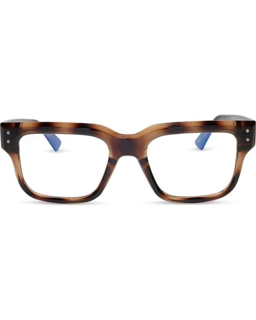 DIFF Brown Cade 52Mm Square Light Blocking Glasses for men
