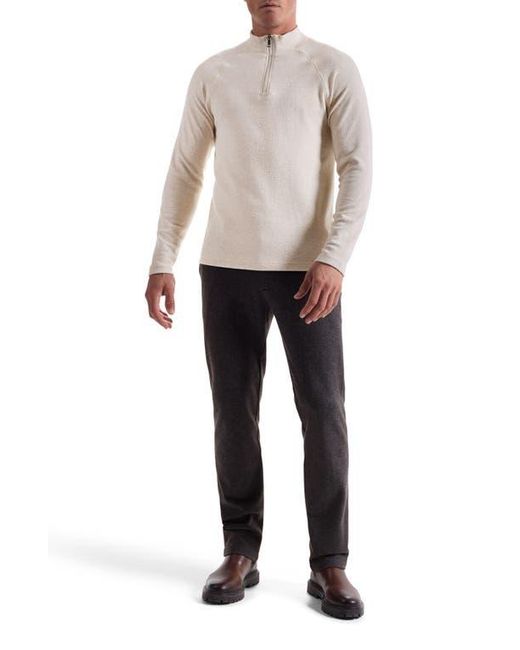 Bugatchi Gray Brushed Cotton Blend Quarter Zip Pullover for men