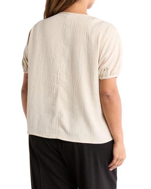 Max Studio Natural Bubble Short Sleeve Top