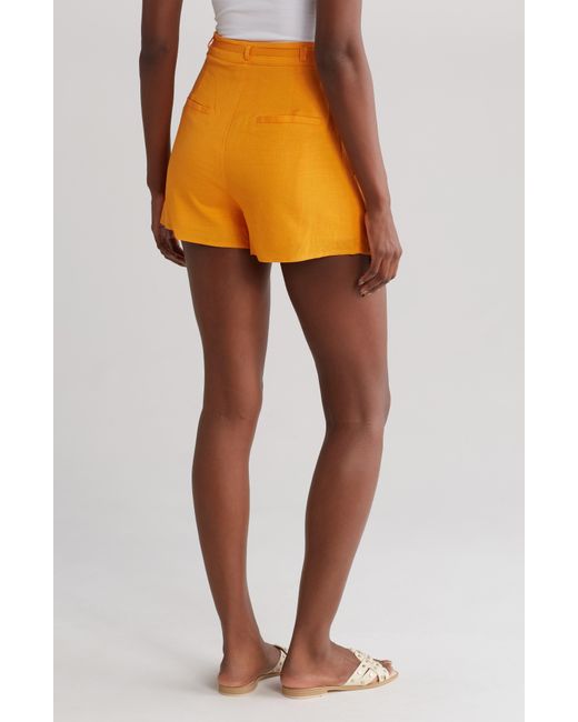 Lulus Orange Cheers To Sunshine Linen Blend Shorts