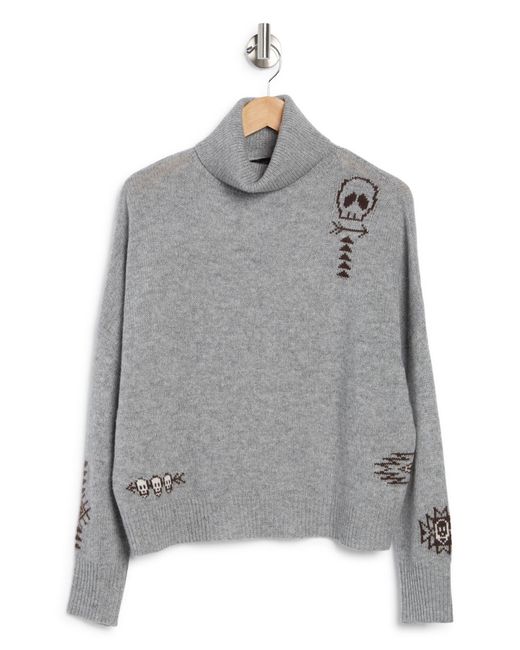 Skull Cashmere Gray Florence Cashmere Turtleneck Sweater In Mid Hthr Grey/multi At Nordstrom Rack